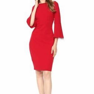 Calvin Klein Women's Circle Trim at Bell Sleeve Cuff Sheath